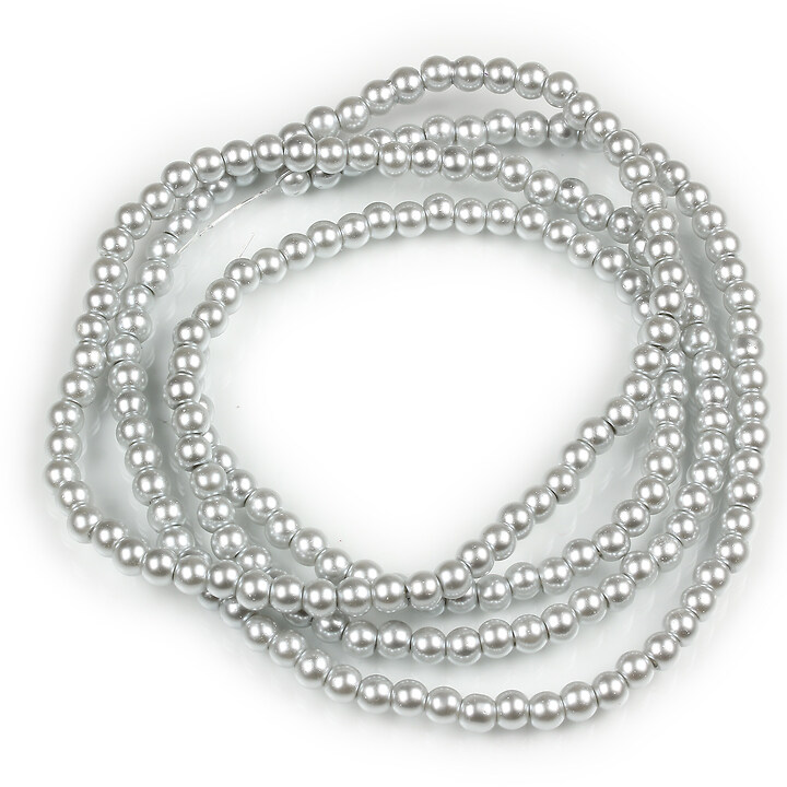 Sirag perle de sticla lucioase, sfere 4mm - gri deschis (aprox. 210 buc.)