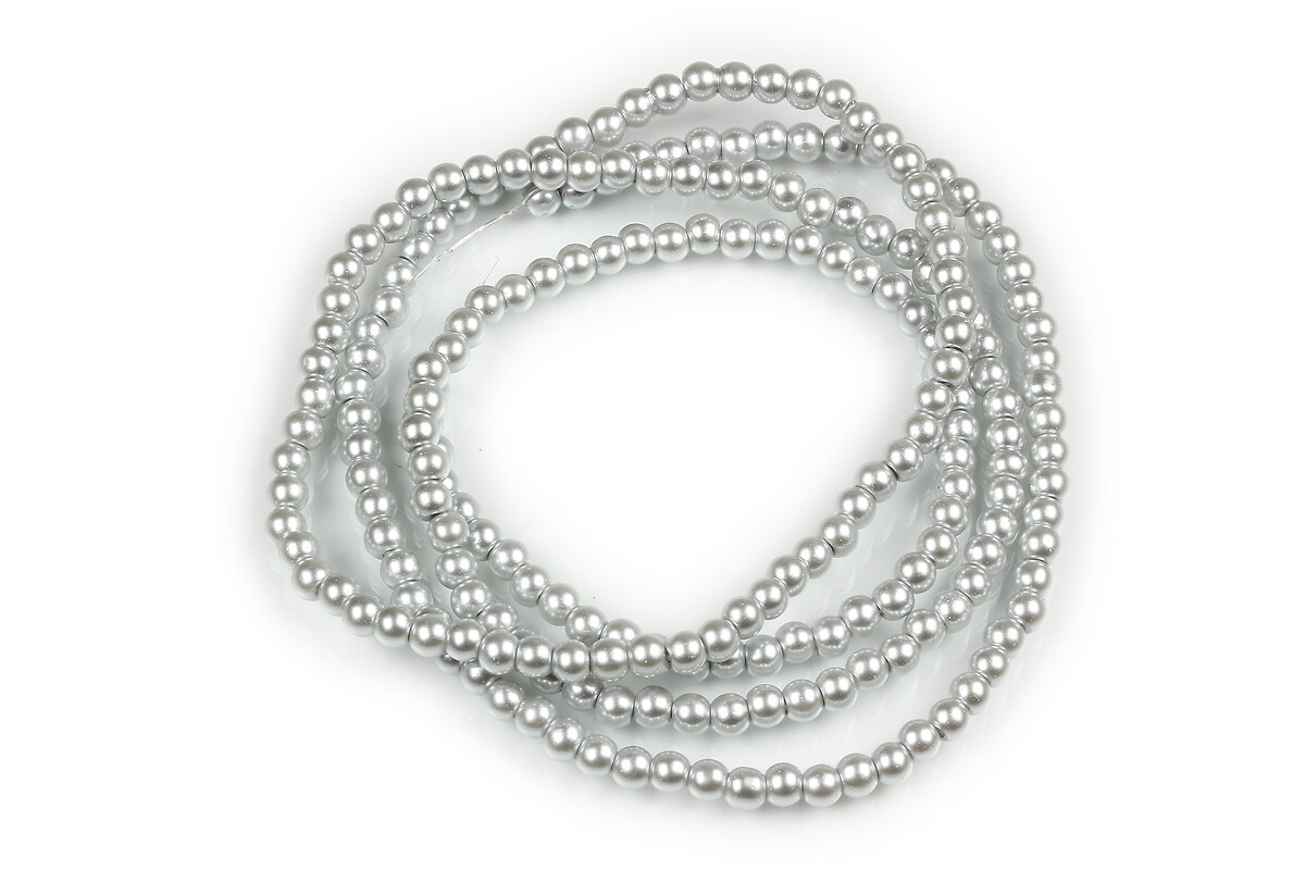 Sirag perle de sticla lucioase, sfere 4mm - gri deschis (aprox. 210 buc.)