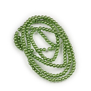 Sirag perle de sticla lucioase, sfere 3mm - verde avocado (aprox. 190 buc.)