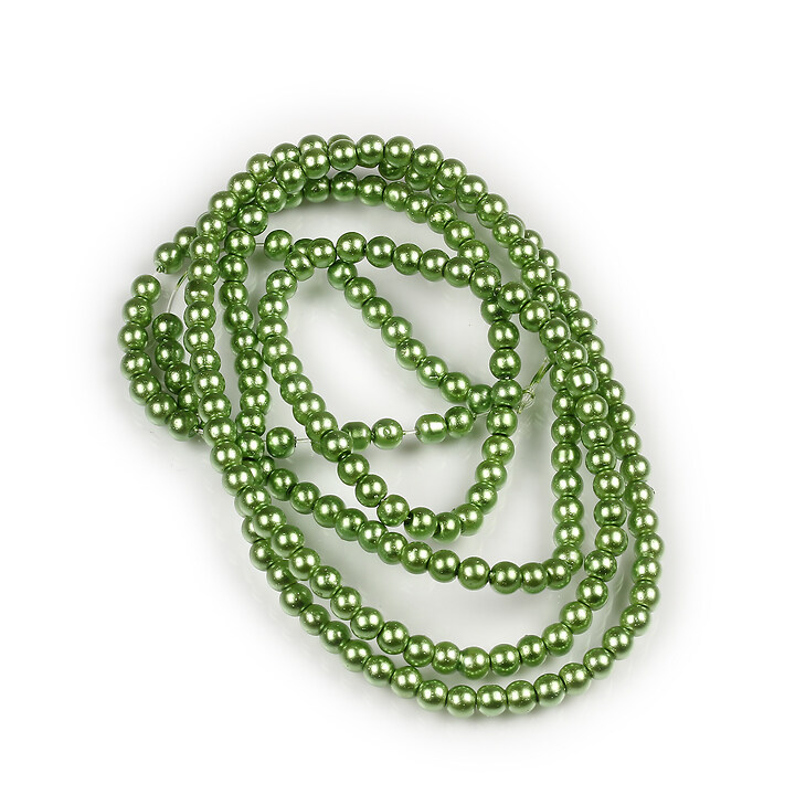 Sirag perle de sticla lucioase, sfere 3mm - verde avocado (aprox. 190 buc.)