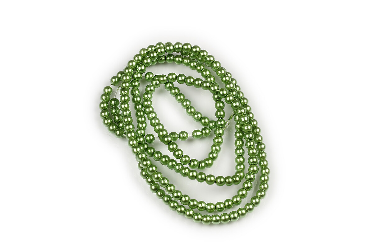 Sirag perle de sticla lucioase, sfere 3mm - verde avocado (aprox. 190 buc.)