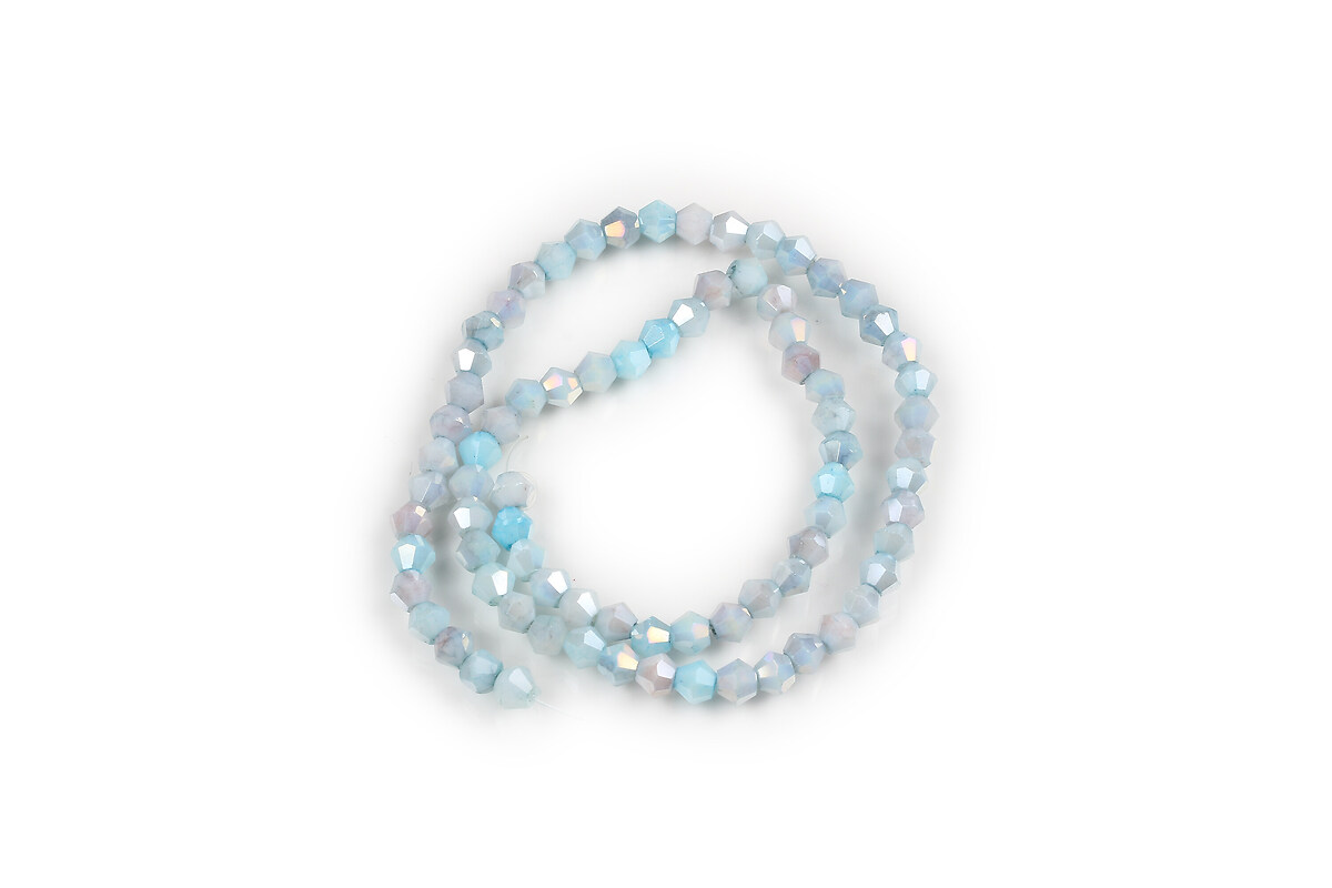 Margele cristal biconic electroplacat 4,2-4,9-3,9mm (sirag) - albastru deschis crackle placat AB