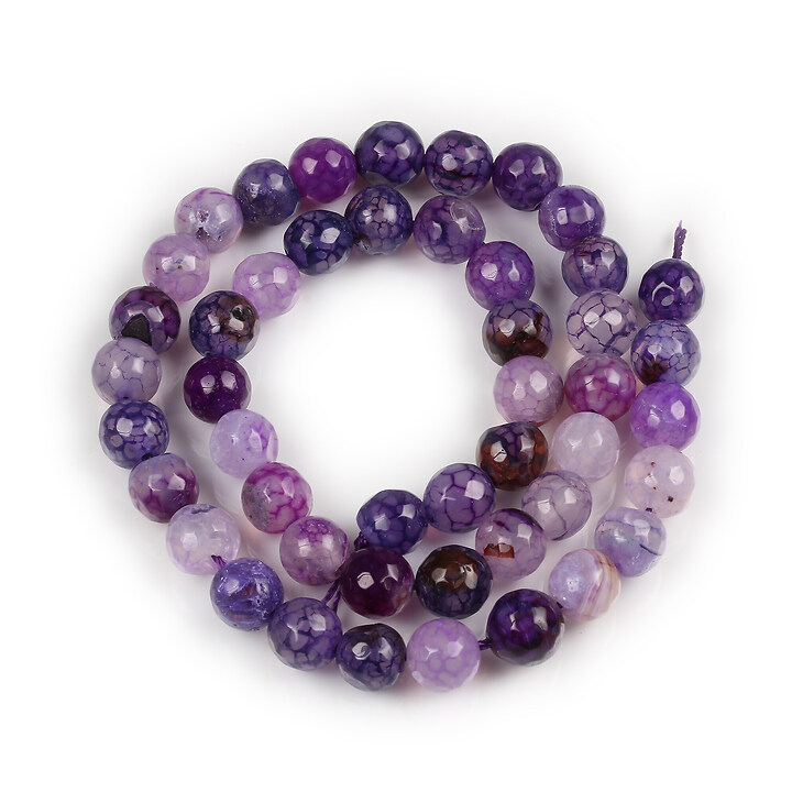 Margele agate crackle sfere fatetate 8mm (sirag) - mov