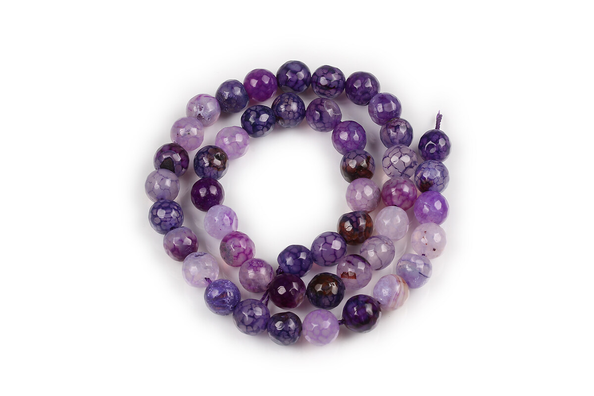 Margele agate crackle sfere fatetate 8mm (sirag) - mov