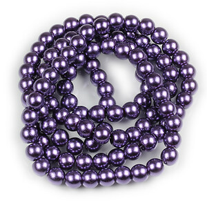 Sirag perle de sticla lucioase, sfere 8mm - mov inchis (aprox. 105 buc.)