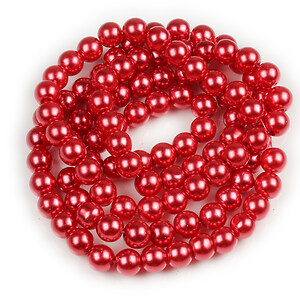 Sirag perle de sticla lucioase, sfere 8mm - rosu (aprox. 105 buc.)