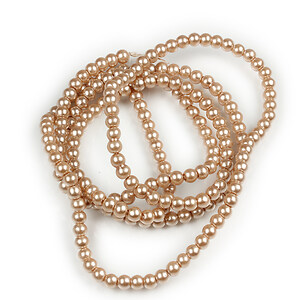 Sirag perle de sticla lucioase, sfere 4mm - nisipiu (aprox. 210 buc.)