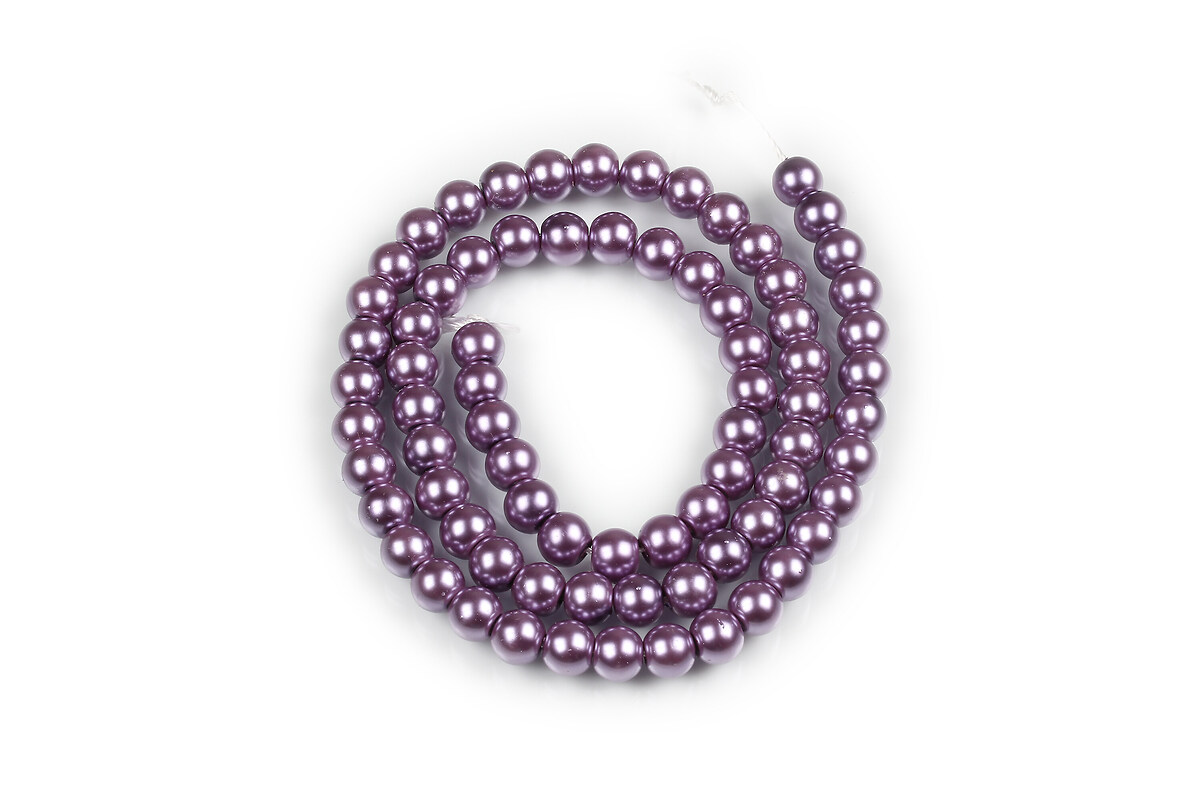 Sirag perle de sticla Eco-Friendly insirate pe ata, sfere 6mm - Mauve