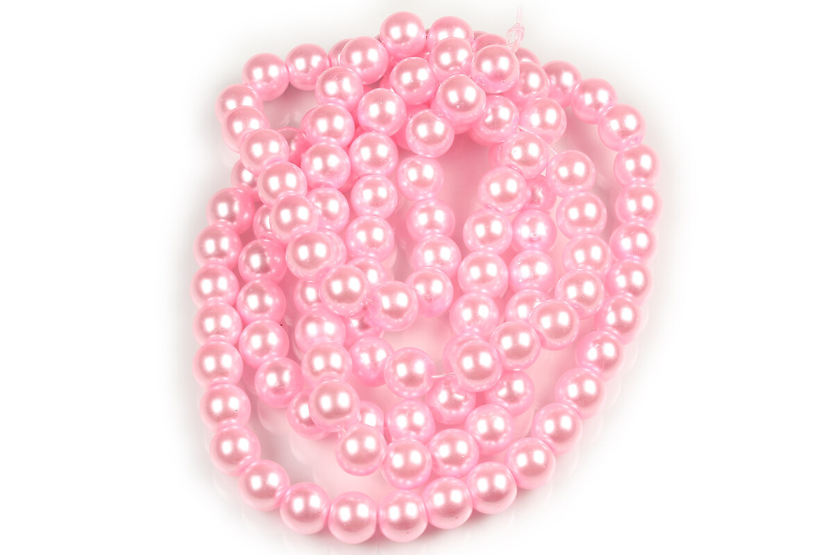 Sirag perle de sticla lucioase, sfere 8mm - roz deschis (aprox. 105 buc.)