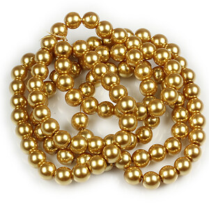 Sirag perle de sticla lucioase, sfere 8mm - auriu inchis (aprox. 105 buc.)