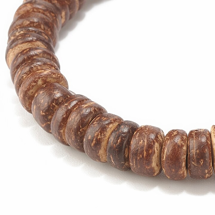 Bratara pe elastic cu margele de cocos naturale, agate tibetane si hematit, diametru 5,3cm