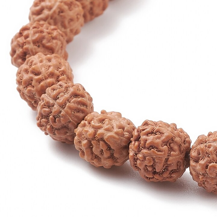 Bratara pe elastic cu margele naturale de Rudraksha si jasp imperial, diametru 5,5cm