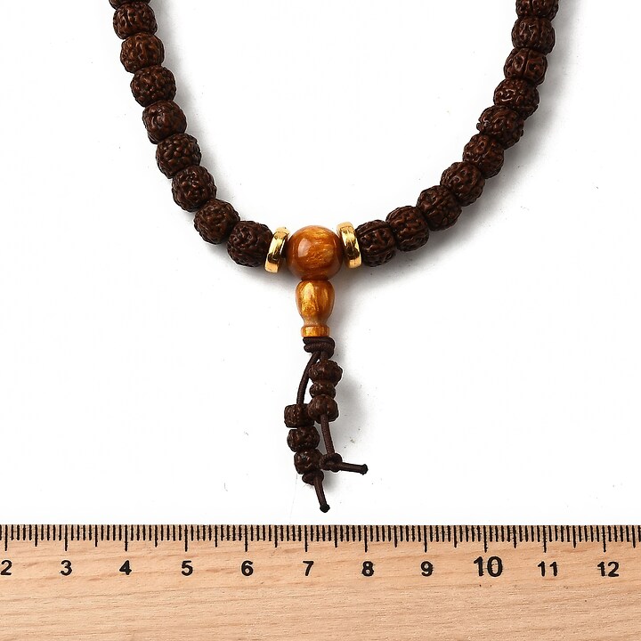 Colier cu 108 margele Mala naturale de Rudraksha 8x9mm