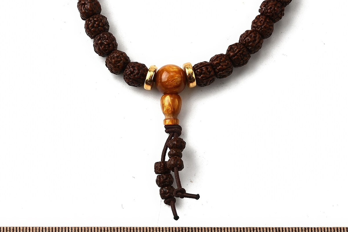 Colier cu 108 margele Mala naturale de Rudraksha 8x9mm