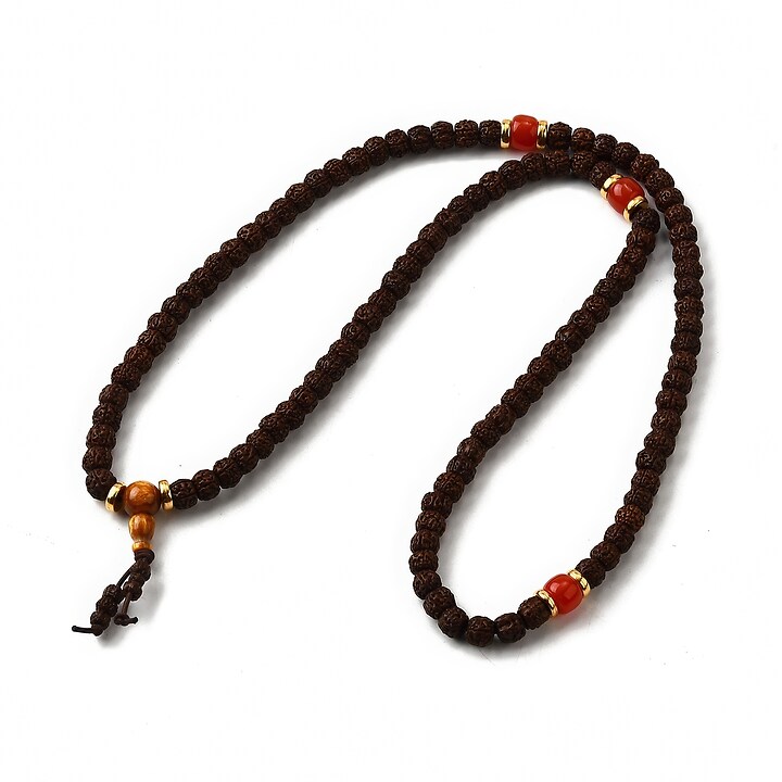 Colier cu 108 margele Mala naturale de Rudraksha 8x9mm