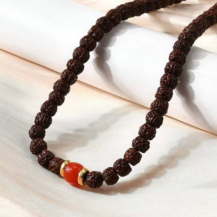 Colier cu 108 margele Mala naturale de Rudraksha 8x9mm