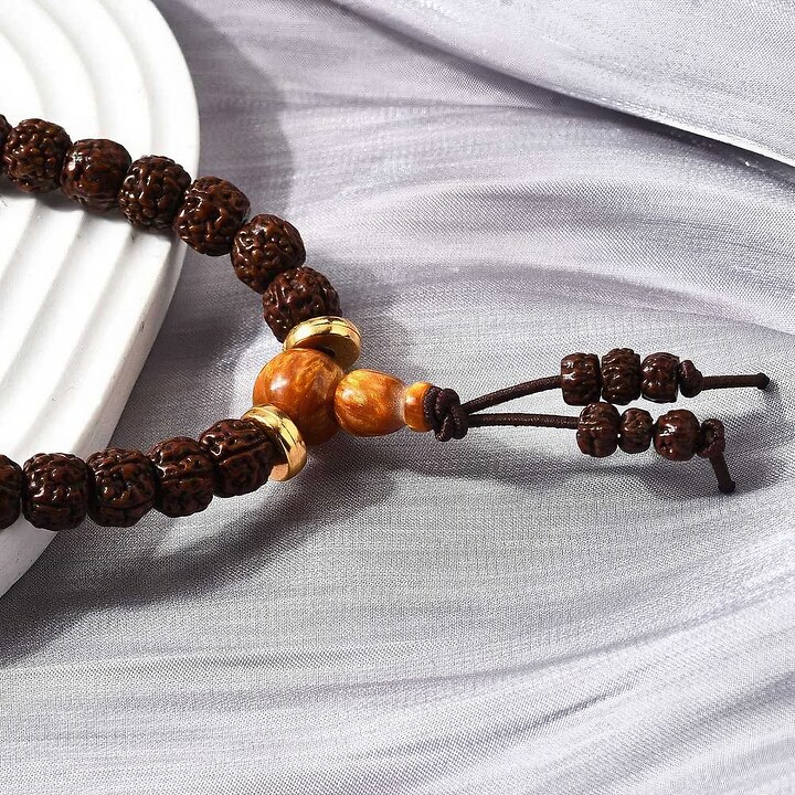 Colier cu 108 margele Mala naturale de Rudraksha 8x9mm