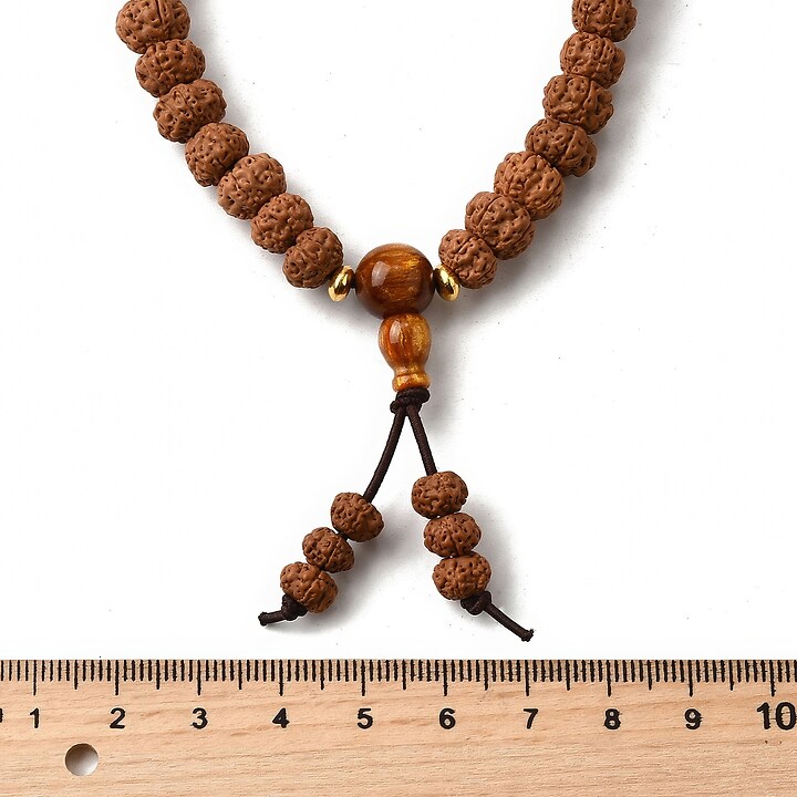 Colier cu 108 margele Mala naturale de Rudraksha 6x8mm