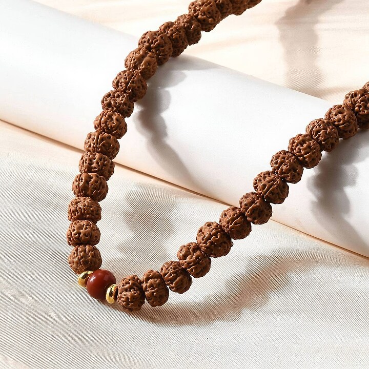 Colier cu 108 margele Mala naturale de Rudraksha 6x8mm