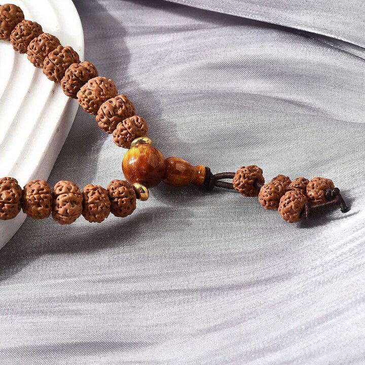 Colier cu 108 margele Mala naturale de Rudraksha 6x8mm