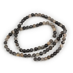 Margele Netstone Jasper (Black Silk) gri sfere 4-5mm (sirag)