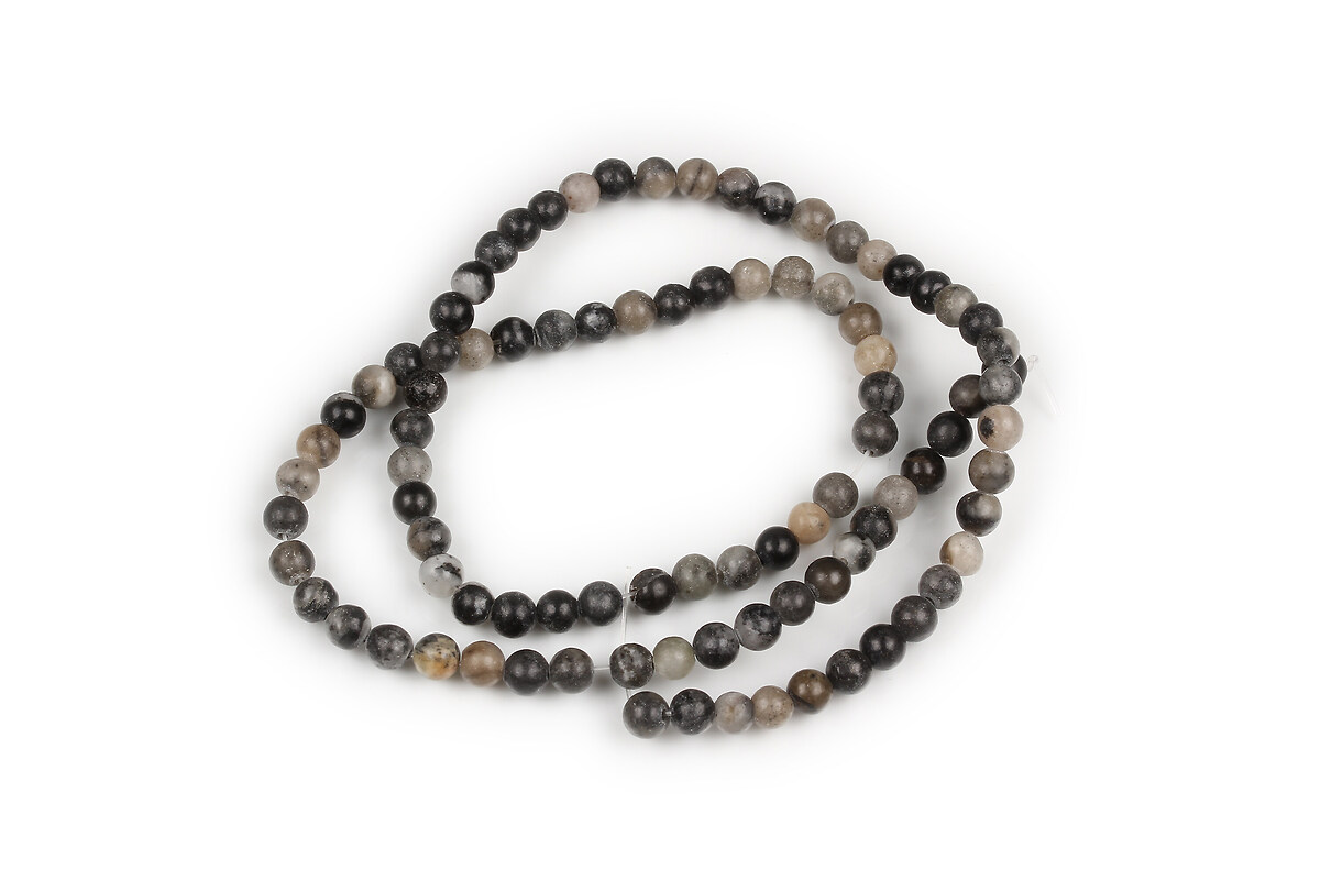 Margele Netstone Jasper (Black Silk) gri sfere 4-5mm (sirag)