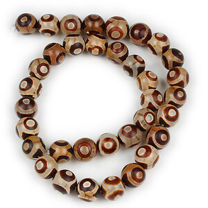 Margele dZi tibetan agate maro inchis sfere 10mm (sirag)