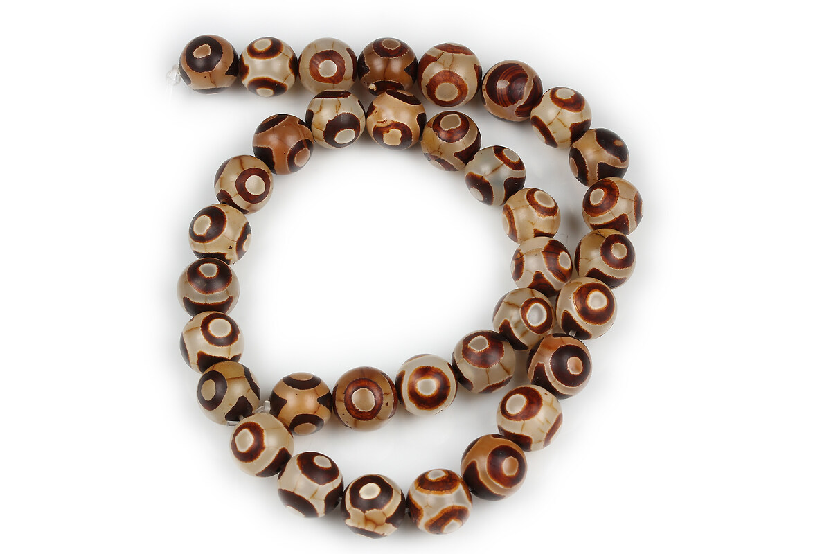Margele dZi tibetan agate maro inchis sfere 10mm (sirag)
