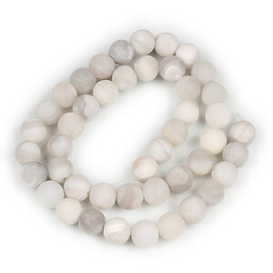 Margele agate albe frosted (mat) sfere 8mm (sirag)