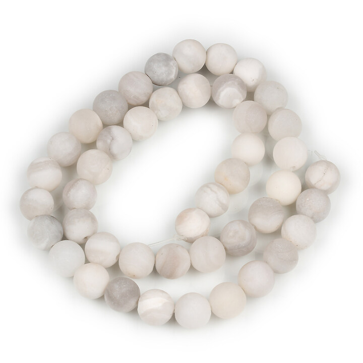 Margele agate albe frosted (mat) sfere 8mm (sirag)