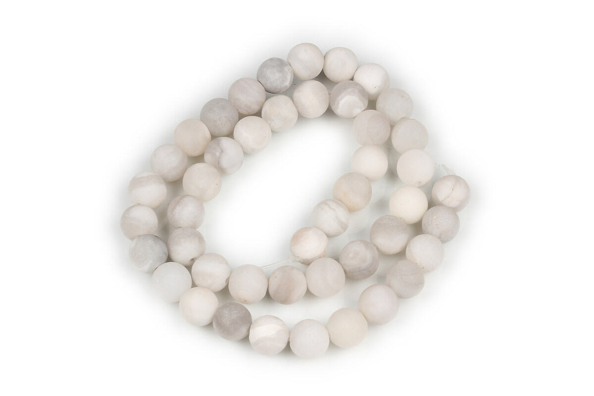 Margele agate albe frosted (mat) sfere 8mm (sirag)