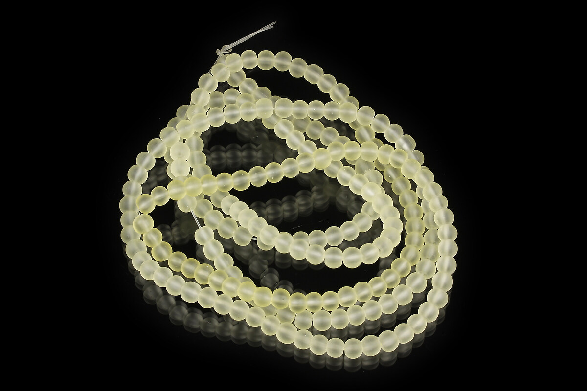 Sirag margele de sticla frosted (mat) sfere 4mm - galben pal