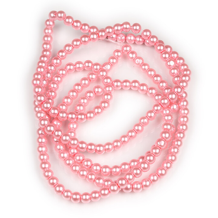 Sirag perle de sticla lucioase, sfere 4mm - roz (aprox. 210 buc.)