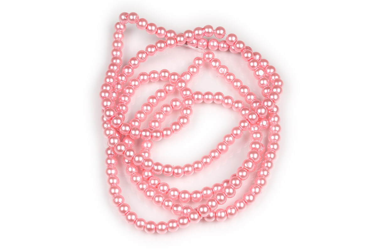Sirag perle de sticla lucioase, sfere 4mm - roz (aprox. 210 buc.)