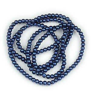 Sirag perle de sticla lucioase, sfere 4mm - albastru cobalt (aprox. 210 buc.)