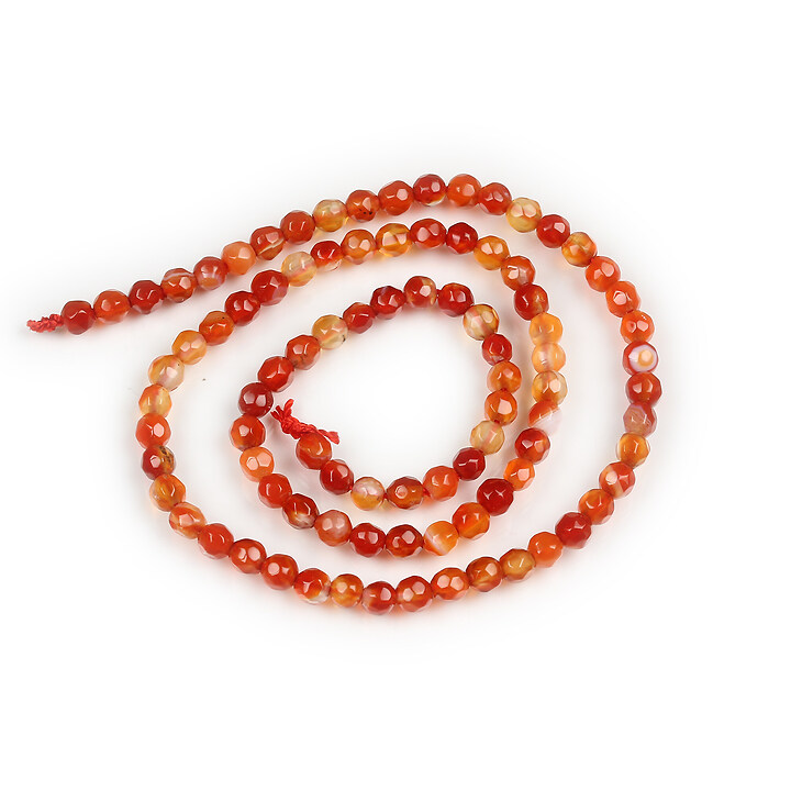 Margele agate striped sfere fatetate 4mm (sirag) - portocaliu