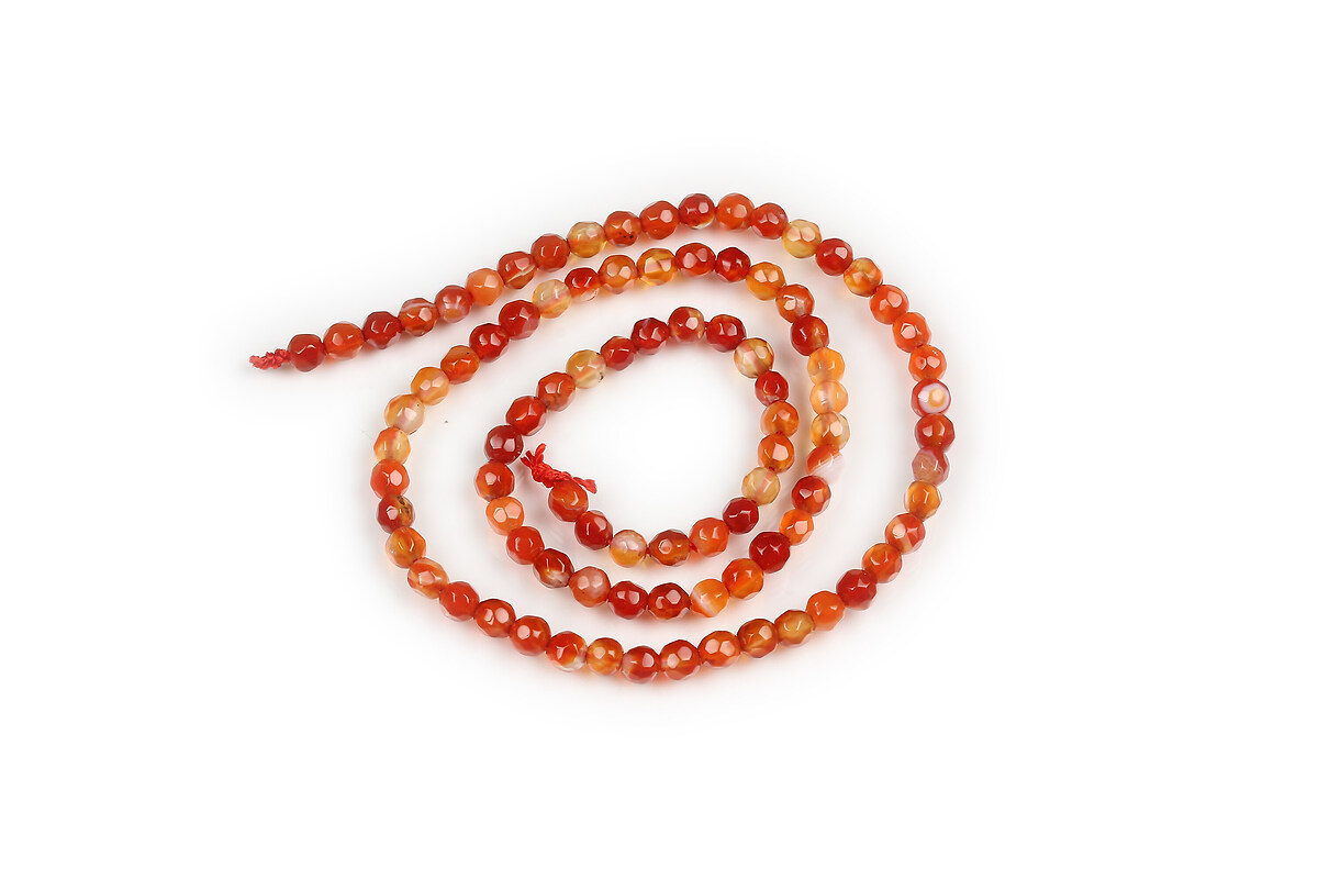 Margele agate striped sfere fatetate 4mm (sirag) - portocaliu