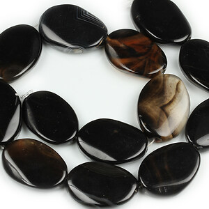 Margele agate striped negre ovale rasucite 25-27x19-21mm (sirag)