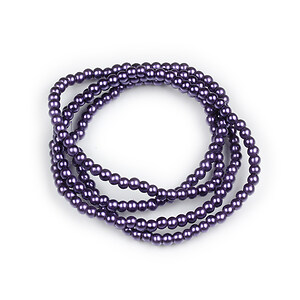 Sirag perle de sticla lucioase, sfere 3mm - mov (aprox. 190 buc.)