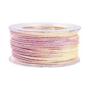 Snur Polyester un degradee cu sclipici auriu, grosime 1mm, rola de aprox. 27m - galben roz