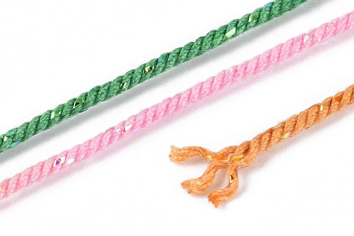 Snur Polyester un degradee cu sclipici auriu, grosime 1mm, rola de aprox. 27m - multicolor verde