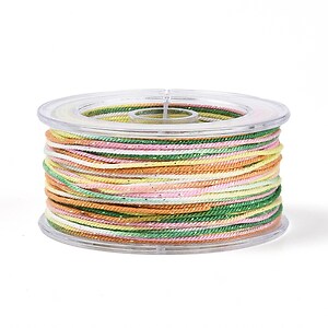 Snur Polyester un degradee cu sclipici auriu, grosime 1mm, rola de aprox. 27m - multicolor verde