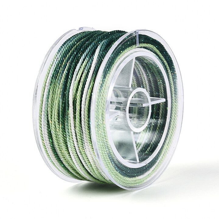 Snur Polyester un degradee cu sclipici auriu, grosime 1mm, rola de aprox. 27m - verde