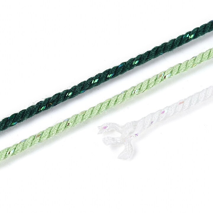 Snur Polyester un degradee cu sclipici auriu, grosime 1mm, rola de aprox. 27m - verde