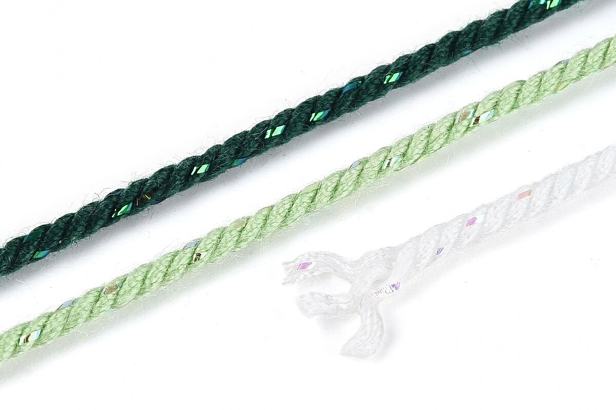 Snur Polyester un degradee cu sclipici auriu, grosime 1mm, rola de aprox. 27m - verde