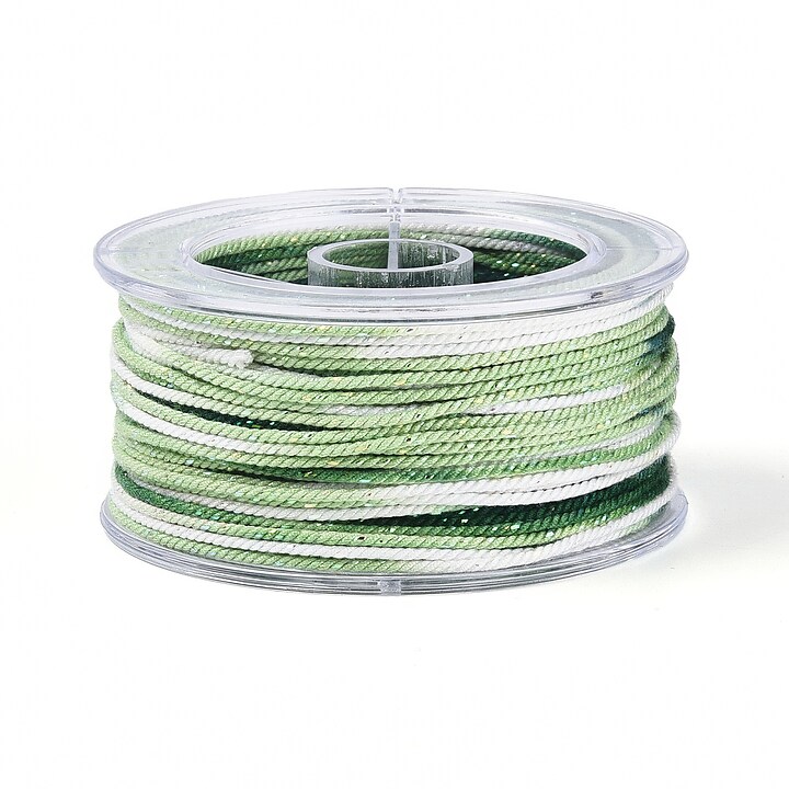 Snur Polyester un degradee cu sclipici auriu, grosime 1mm, rola de aprox. 27m - verde