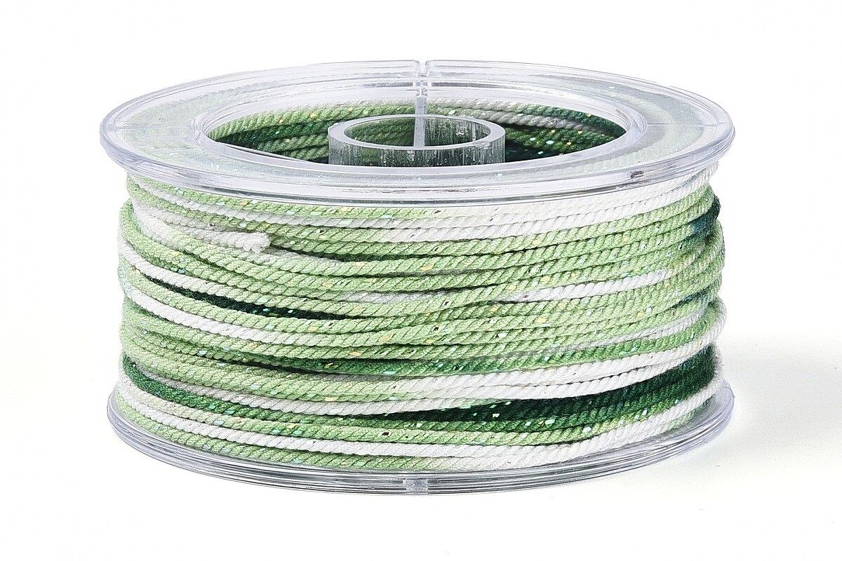 Snur Polyester un degradee cu sclipici auriu, grosime 1mm, rola de aprox. 27m - verde