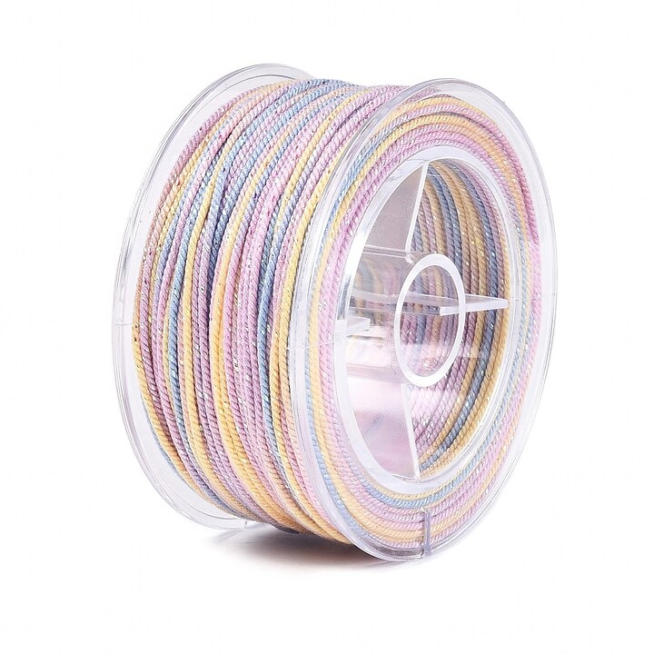 Snur Polyester un degradee cu sclipici auriu, grosime 1mm, rola de aprox. 27m - pastel