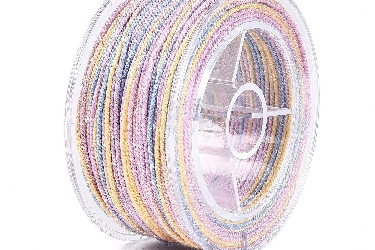 Snur Polyester un degradee cu sclipici auriu, grosime 1mm, rola de aprox. 27m - pastel
