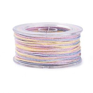 Snur Polyester un degradee cu sclipici auriu, grosime 1mm, rola de aprox. 27m - pastel